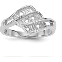 14K White Gold Customizable "WOW MOM" Family Ring Mounting with Rhodium Plating by Monteluci Fine Jewelry