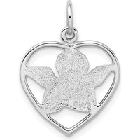 14K White Gold Cut-out Angel in Heart Pendant Charm by 0
