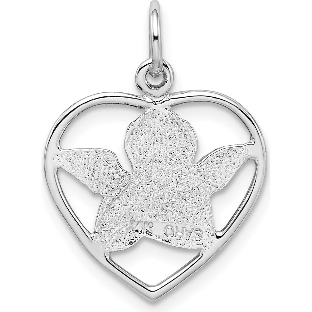 14K White Gold Cut-out Angel in Heart Pendant Charm by 0