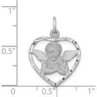 14K White Gold Cut-out Angel in Heart Pendant Charm by 0