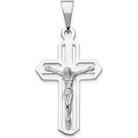 14K White Gold Cut-out Crucifix Pendant with Rhodium Plating - 47mm x 22mm by Oro Pregiato