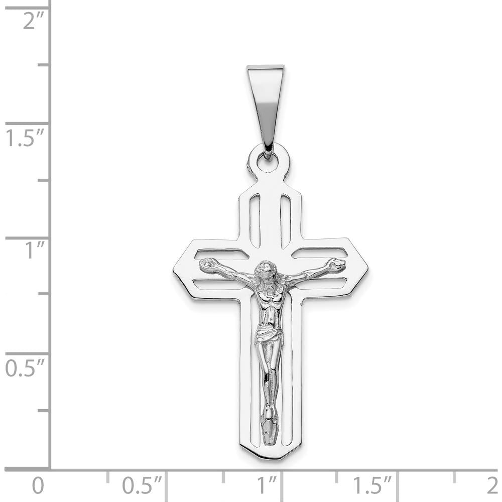 14K White Gold Cut-out Crucifix Pendant with Rhodium Plating - 47mm x 22mm by Oro Pregiato