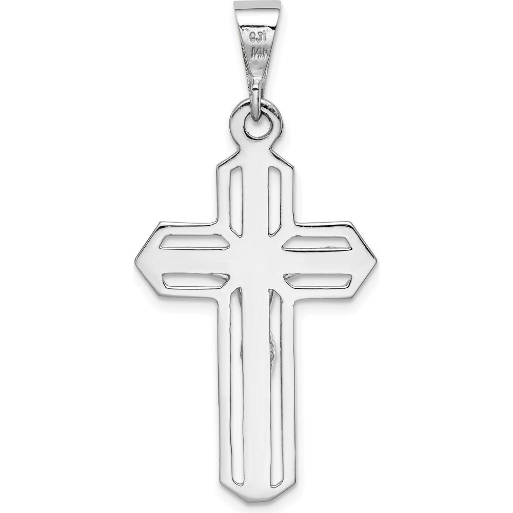 14K White Gold Cut-out Crucifix Pendant with Rhodium Plating - 47mm x 22mm by Oro Pregiato