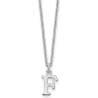 14K White Gold Cutout Letter F Initial Necklace with Polished Finish and Rhodium Plating - 18" by Oro Pregiato