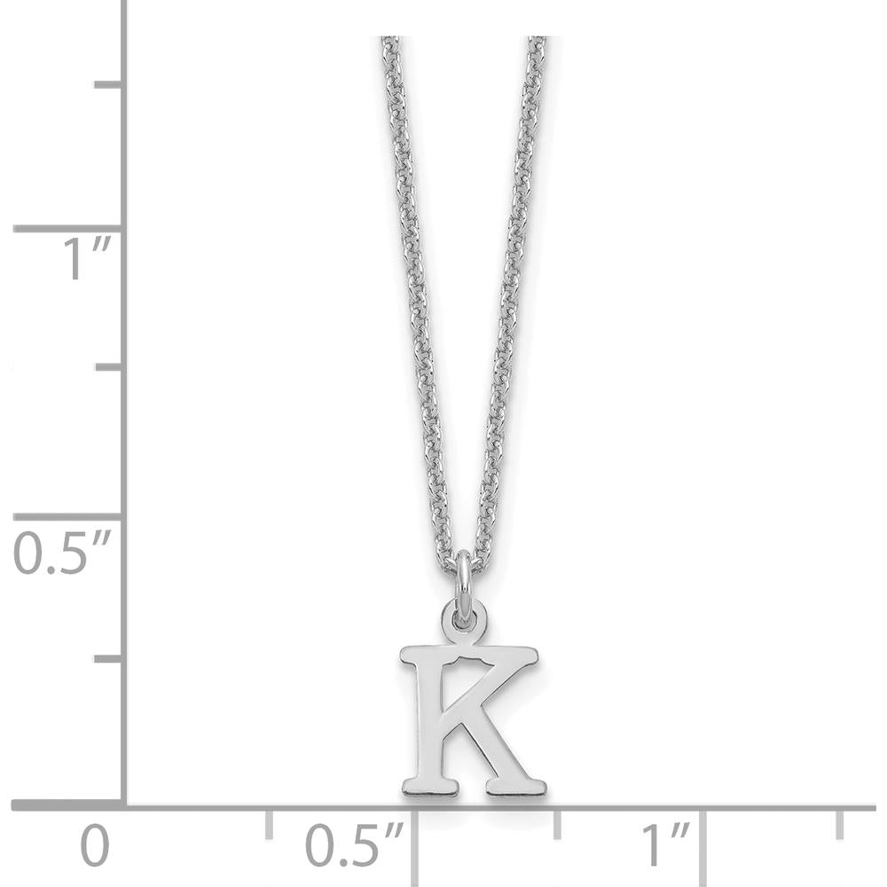 14K White Gold Cutout Letter K Initial Necklace with Rhodium-Plated Cable Chain - 18" by Oro Pregiato