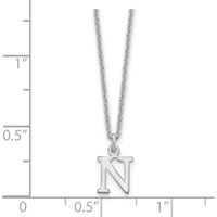 14K White Gold Cutout Letter N Initial Necklace - Personalized Pendant by Oro Pregiato