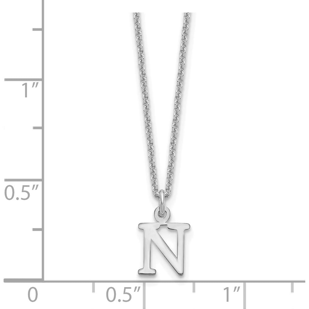 14K White Gold Cutout Letter N Initial Necklace - Personalized Pendant by Oro Pregiato