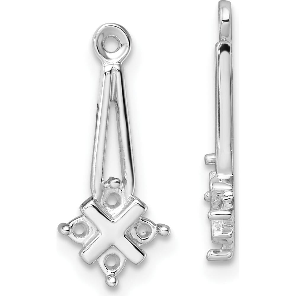 14K White Gold Dangle Cluster Diamond Earring Jacket Mountings - 0.16 Carat Total Diamond Weight by Oro Pregiato