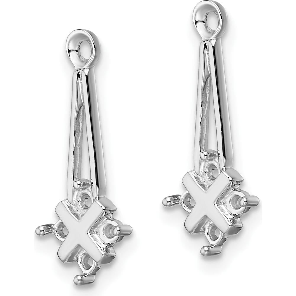 14K White Gold Dangle Cluster Diamond Earring Jacket Mountings - 0.16 Carat Total Diamond Weight by Oro Pregiato