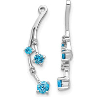 14K White Gold Dangle Earring Jackets with Swiss Blue Topaz and Round Diamonds - 0.26 Carats Total Gem Weight by Monteluci Fine Jewelry