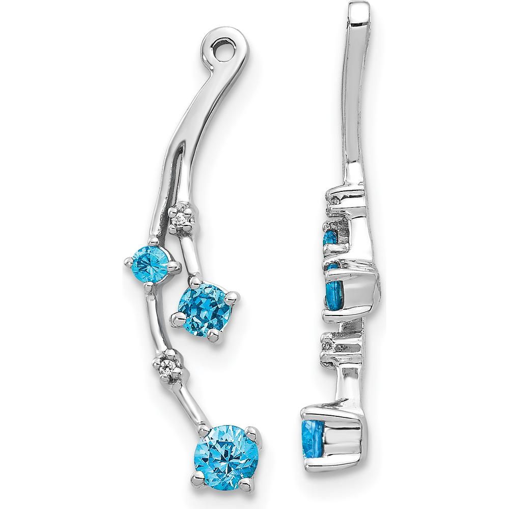 14K White Gold Dangle Earring Jackets with Swiss Blue Topaz and Round Diamonds - 0.26 Carats Total Gem Weight by Monteluci Fine Jewelry