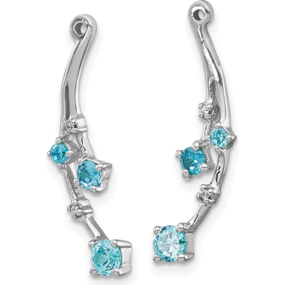 14K White Gold Dangle Earring Jackets with Swiss Blue Topaz and Round Diamonds - 0.26 Carats Total Gem Weight by Monteluci Fine Jewelry