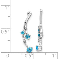 14K White Gold Dangle Earring Jackets with Swiss Blue Topaz and Round Diamonds - 0.26 Carats Total Gem Weight by Monteluci Fine Jewelry