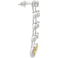 14K White Gold Dangle Earrings with Pear-Shaped White and Yellow Diamonds - 3.26 Carat Total Diamond Weight by Auriventus