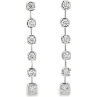 14K White Gold Dangle Earrings with Round and Square Prong-Set Diamonds - 2.42 Carat Total Diamond Weight by Auriventus
