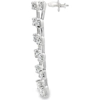 14K White Gold Dangle Earrings with Round and Square Prong-Set Diamonds - 2.42 Carat Total Diamond Weight by Auriventus