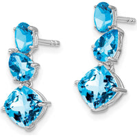 14K White Gold Dangle Earrings with Swiss Blue Topaz Cushion, Pear, and Oval - 1.65 Carat Total Gem Weight by Monteluci Fine Jewelry