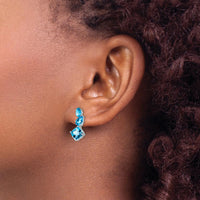 14K White Gold Dangle Earrings with Swiss Blue Topaz Cushion, Pear, and Oval - 1.65 Carat Total Gem Weight by Monteluci Fine Jewelry