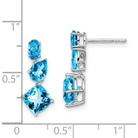 14K White Gold Dangle Earrings with Swiss Blue Topaz Cushion, Pear, and Oval - 1.65 Carat Total Gem Weight by Monteluci Fine Jewelry