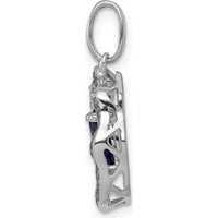 14K White Gold Dangle Pendant with Oval Tanzanite 0.62 Carat and Round Diamond Accents - 0.008 Carat Total Diamond Weight by Monteluci Fine Jewelry