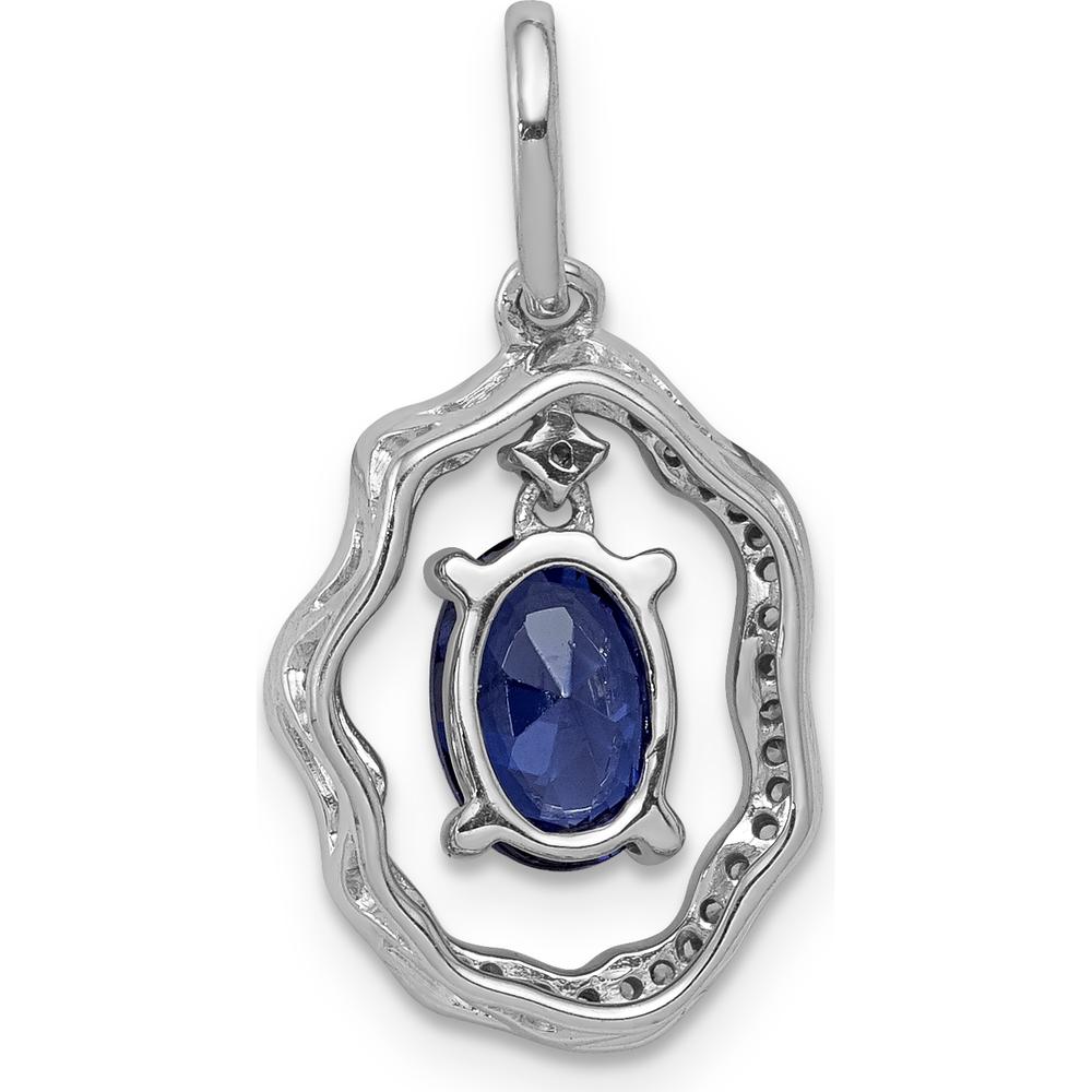 14K White Gold Dangle Pendant with Oval Tanzanite 0.62 Carat and Round Diamond Accents - 0.008 Carat Total Diamond Weight by Monteluci Fine Jewelry