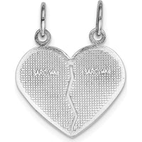 14K White Gold Daughter-Mom 2-Piece Break-apart Heart Charm - Rhodium Plated by Oro Pregiato