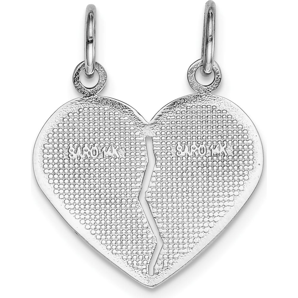 14K White Gold Daughter-Mom 2-Piece Break-apart Heart Charm - Rhodium Plated by Oro Pregiato