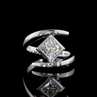 14K White Gold Diagonal Bezel Set Princess Cut Lab Diamond Solitaire Ring - 1.51 Carat Total Weight - Covaloro Fine Jewelry