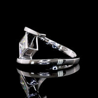 14K White Gold Diagonal Bezel Set Princess Cut Lab Diamond Solitaire Ring - 1.51 Carat Total Weight - Covaloro Fine Jewelry