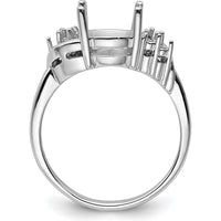 14K White Gold Diamond 10x8mm Oval Gemstone Ring Mounting with Polished Rhodium Finish by Monteluci Fine Jewelry