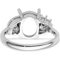 14K White Gold Diamond 10x8mm Oval Gemstone Ring Mounting with Polished Rhodium Finish by Monteluci Fine Jewelry