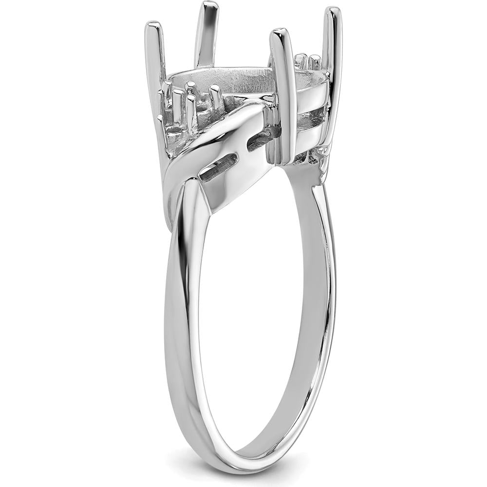 14K White Gold Diamond 10x8mm Oval Gemstone Ring Mounting with Polished Rhodium Finish by Monteluci Fine Jewelry