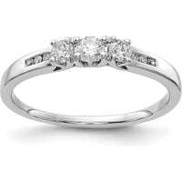 14K White Gold Diamond 3-Stone Ring with Round Brilliant Cut Diamonds - 0.19 Carat Total Diamond Weight by 0