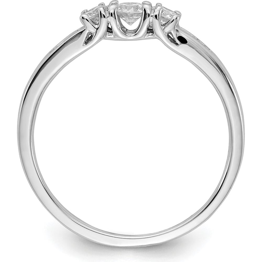 14K White Gold Diamond 3-Stone Ring with Round Brilliant Cut Diamonds - 0.19 Carat Total Diamond Weight by 0