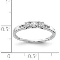 14K White Gold Diamond 3-Stone Ring with Round Brilliant Cut Diamonds - 0.19 Carat Total Diamond Weight by 0