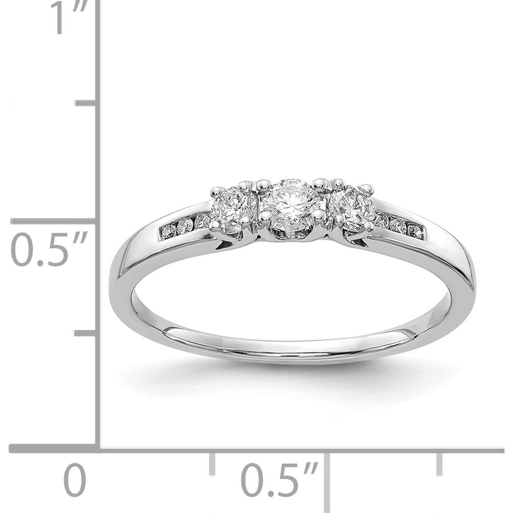 14K White Gold Diamond 3-Stone Ring with Round Brilliant Cut Diamonds - 0.19 Carat Total Diamond Weight by 0