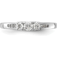 14K White Gold Diamond 3-Stone Ring with Round Brilliant Cut Diamonds - 0.19 Carat Total Diamond Weight by 0