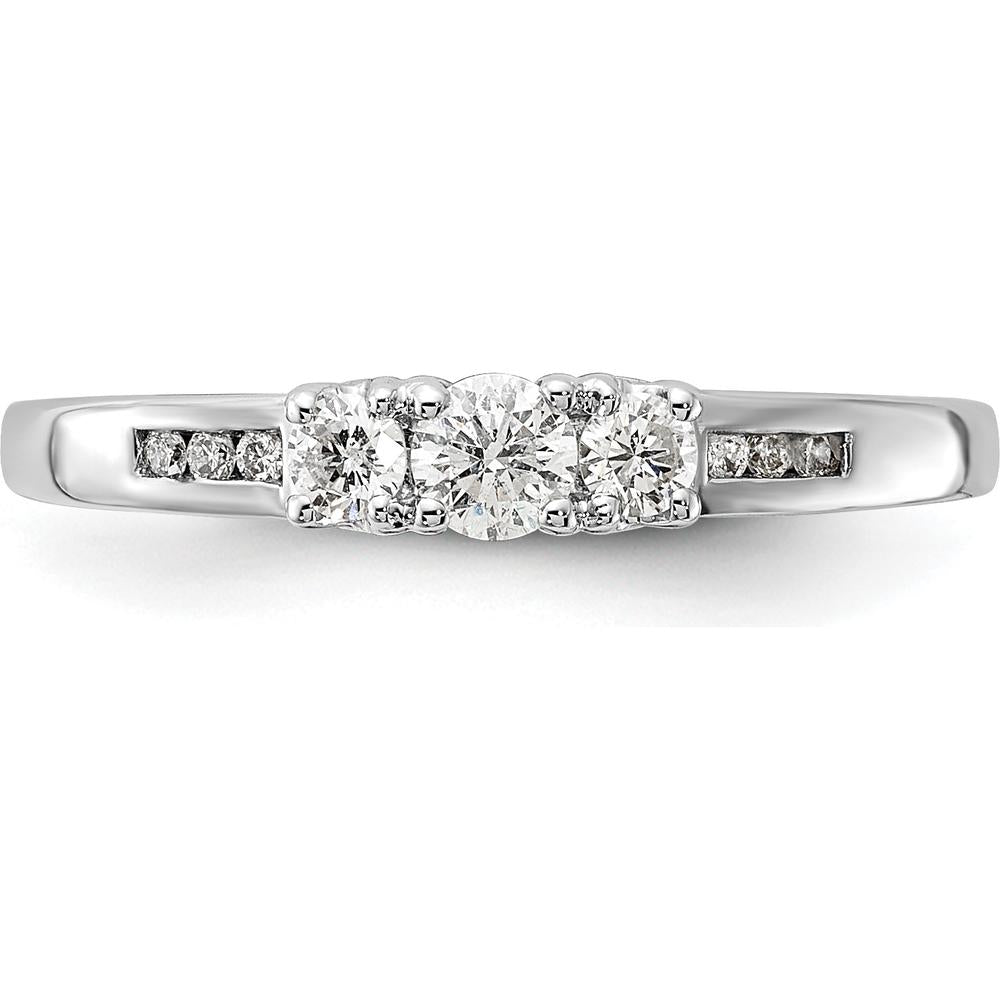 14K White Gold Diamond 3-Stone Ring with Round Brilliant Cut Diamonds - 0.19 Carat Total Diamond Weight by 0