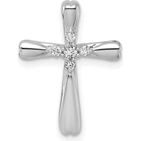 14K White Gold Diamond 5-Stone Cross Pendant with Rhodium Plating - 0.09 Carat Total Diamond Weight by Oro Pregiato