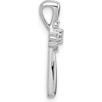 14K White Gold Diamond 5-Stone Cross Pendant with Rhodium Plating - 0.09 Carat Total Diamond Weight by Oro Pregiato