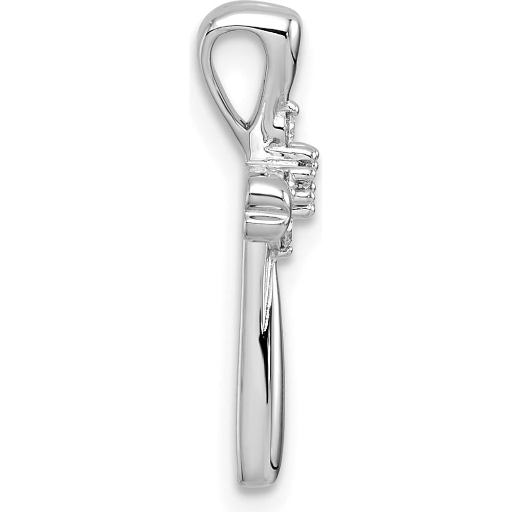14K White Gold Diamond 5-Stone Cross Pendant with Rhodium Plating - 0.09 Carat Total Diamond Weight by Oro Pregiato