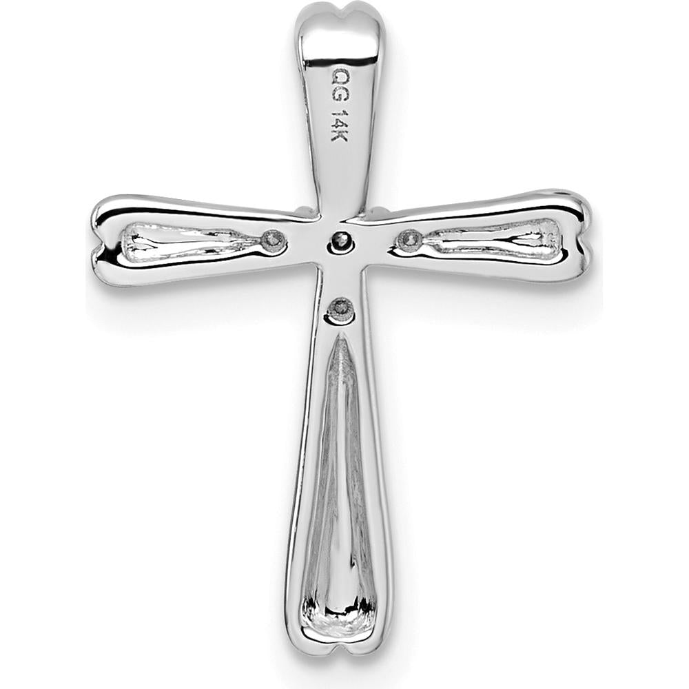 14K White Gold Diamond 5-Stone Cross Pendant with Rhodium Plating - 0.09 Carat Total Diamond Weight by Oro Pregiato