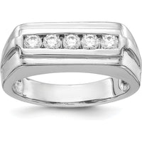 14K White Gold Diamond 5-Stone Men's Ring - 0.106 Carat Total Diamond Weight by 0