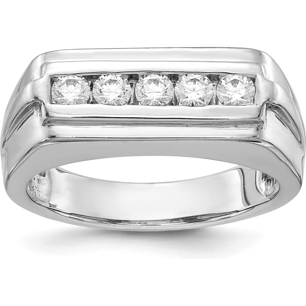 14K White Gold Diamond 5-Stone Men's Ring - 0.106 Carat Total Diamond Weight by 0