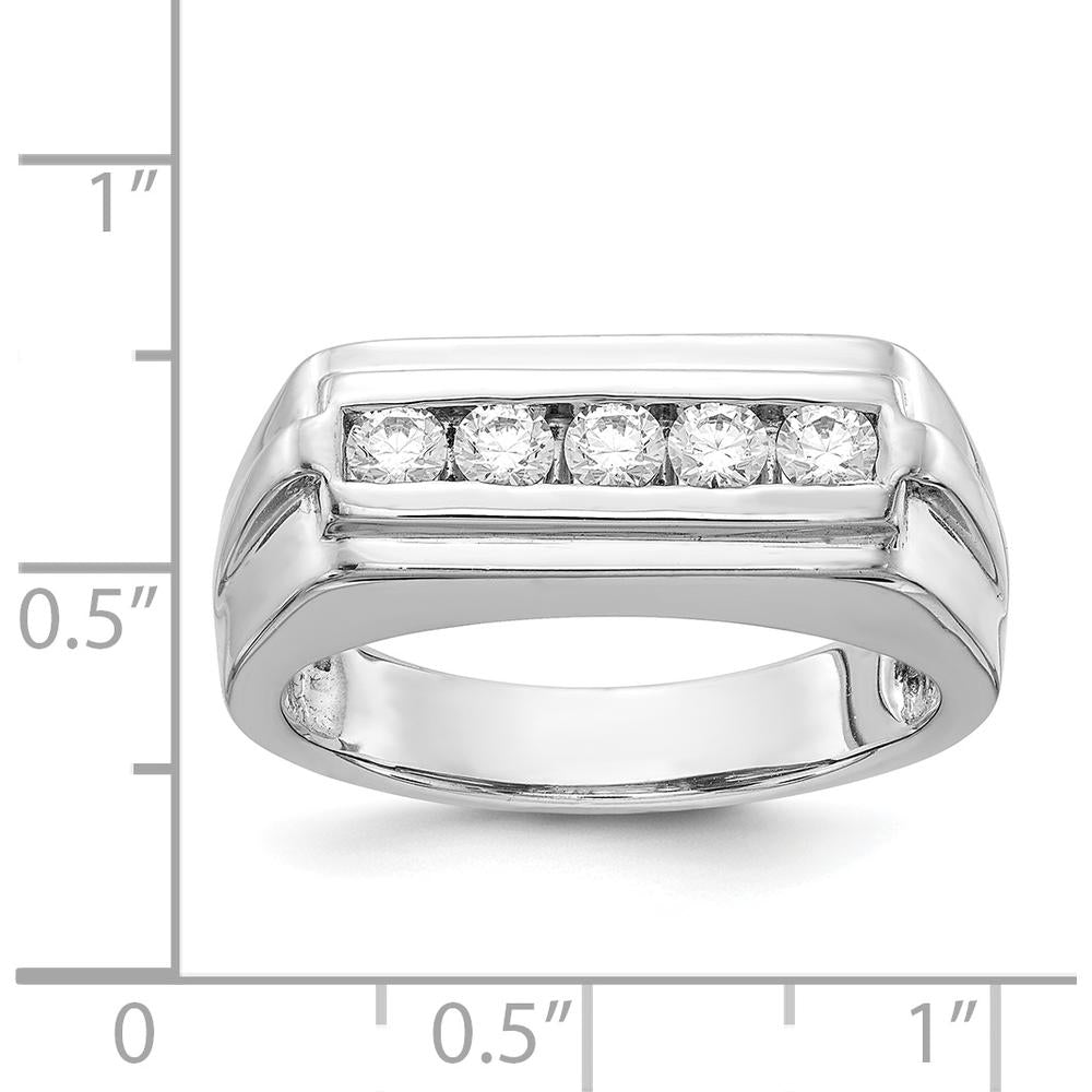 14K White Gold Diamond 5-Stone Men's Ring - 0.106 Carat Total Diamond Weight by 0