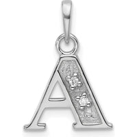 14K White Gold Diamond "A" Initial Pendant with 2 Round Diamonds - 0.02 Carat Total Diamond Weight by Oro Pregiato
