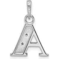 14K White Gold Diamond "A" Initial Pendant with 2 Round Diamonds - 0.02 Carat Total Diamond Weight by Oro Pregiato