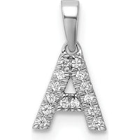 14K White Gold Diamond A Initial Pendant with Rhodium Plating by Oro Pregiato