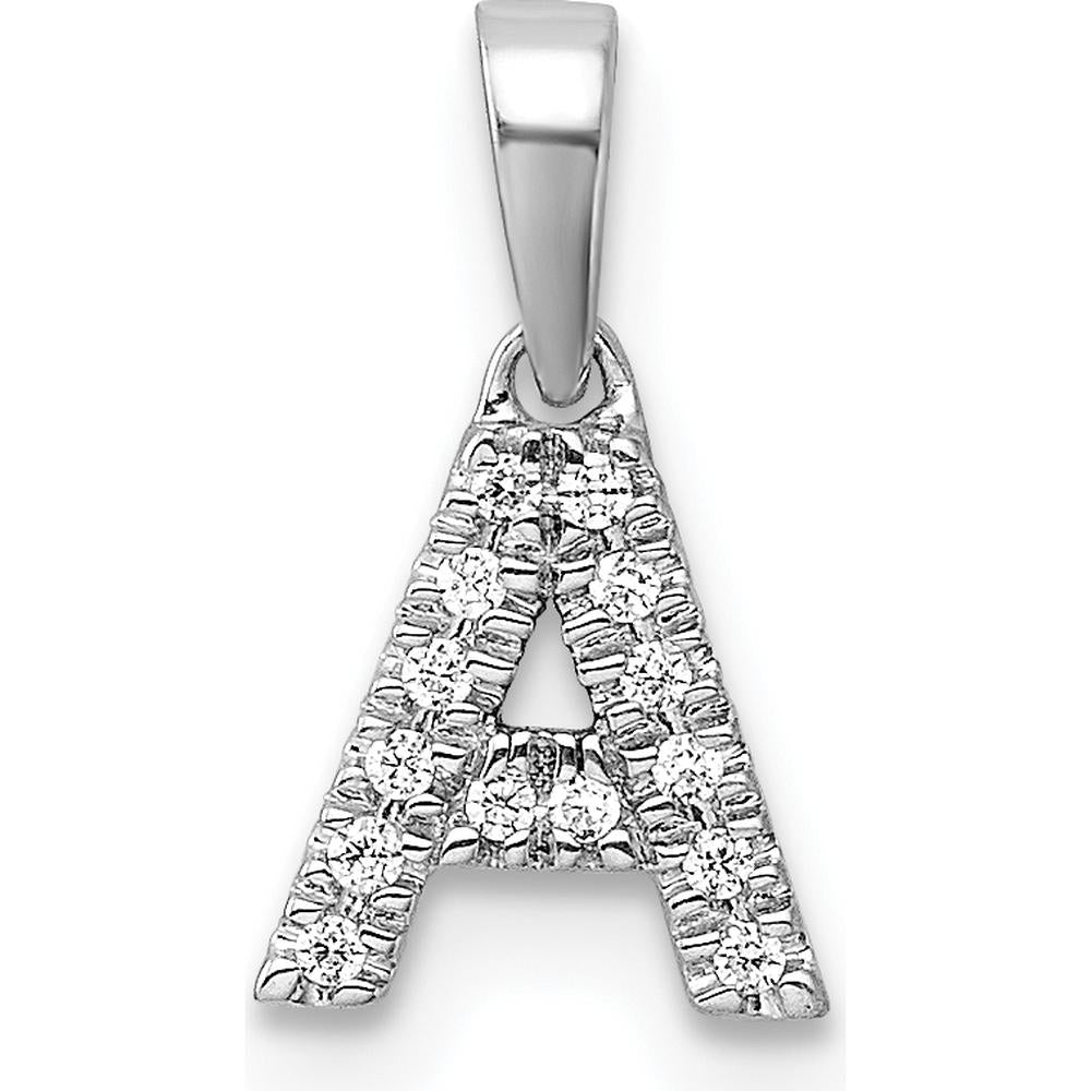 14K White Gold Diamond A Initial Pendant with Rhodium Plating by Oro Pregiato