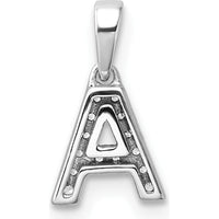 14K White Gold Diamond A Initial Pendant with Rhodium Plating by Oro Pregiato